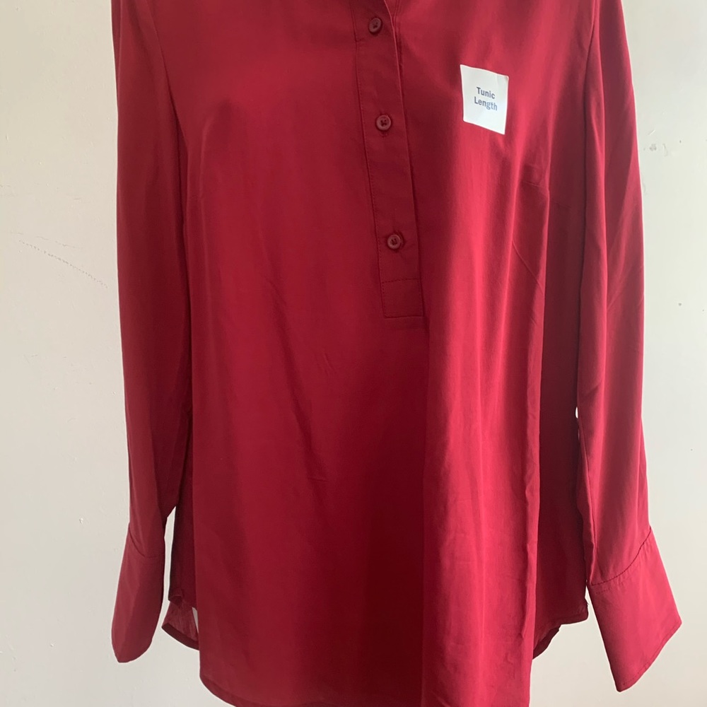 Old Navy Cranberry Collarless Small Button Down Tunic - Picture 7 of 7